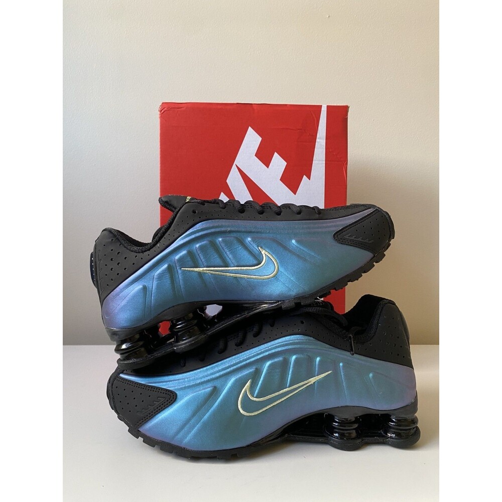 Mens 8 Womens 9.5-Nike Shox R4 Shoes ‘Sapphire Light Liquid Lime’ IF4849-500 NIB